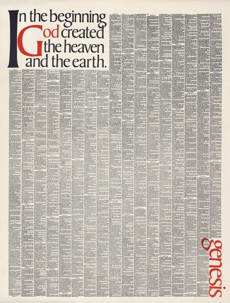  In the beginning God created the heaven and the earth. Genesis (1965)
Herb Lubalin (American, 1918 – 1981)